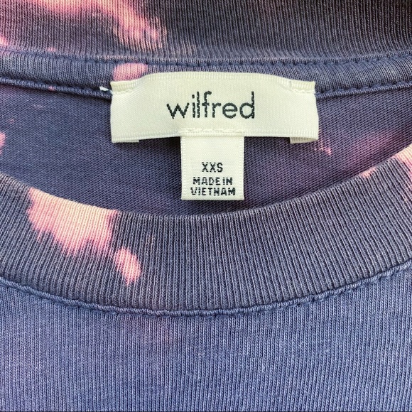 Wilfred Aritzia Cropped Boxy T-Shirt Bleach Dyed Pink and Purple - Picture 3 of 5